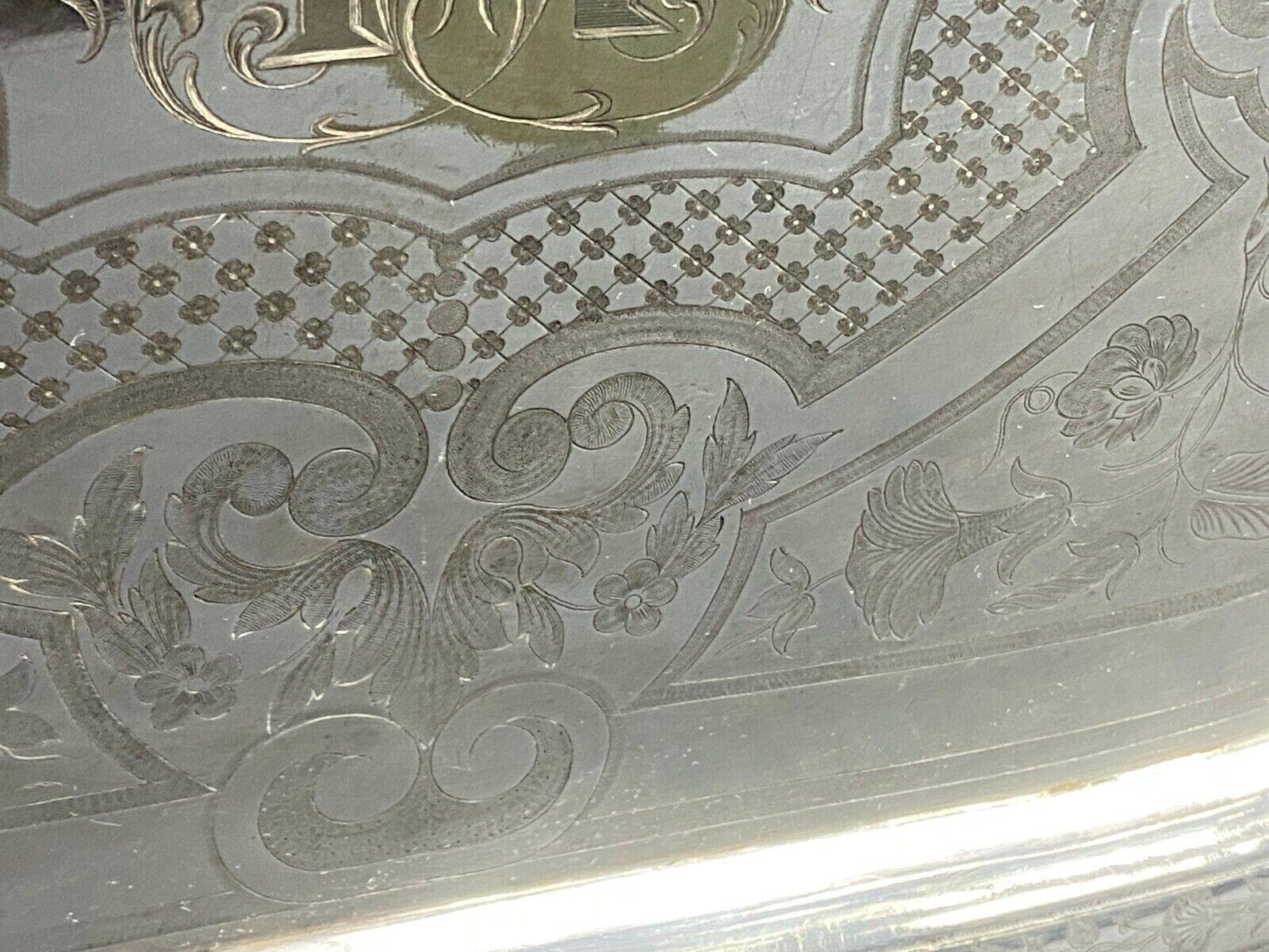 Large tray with monogrammed handles in silver metal 19th century Napoleon III