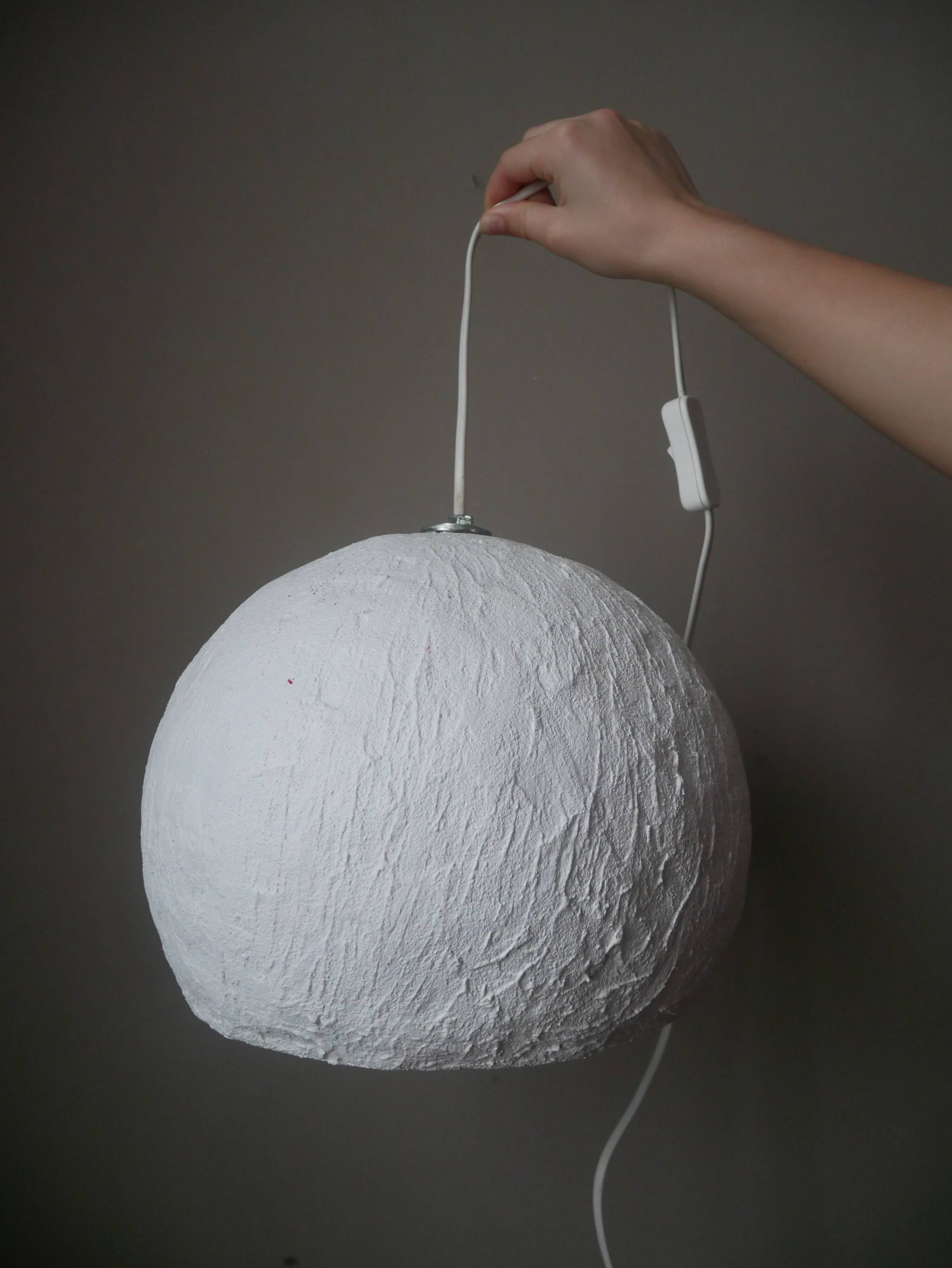 Handmade sphere lamp space age papier-mâché table lamp vintage design 70s contemporary