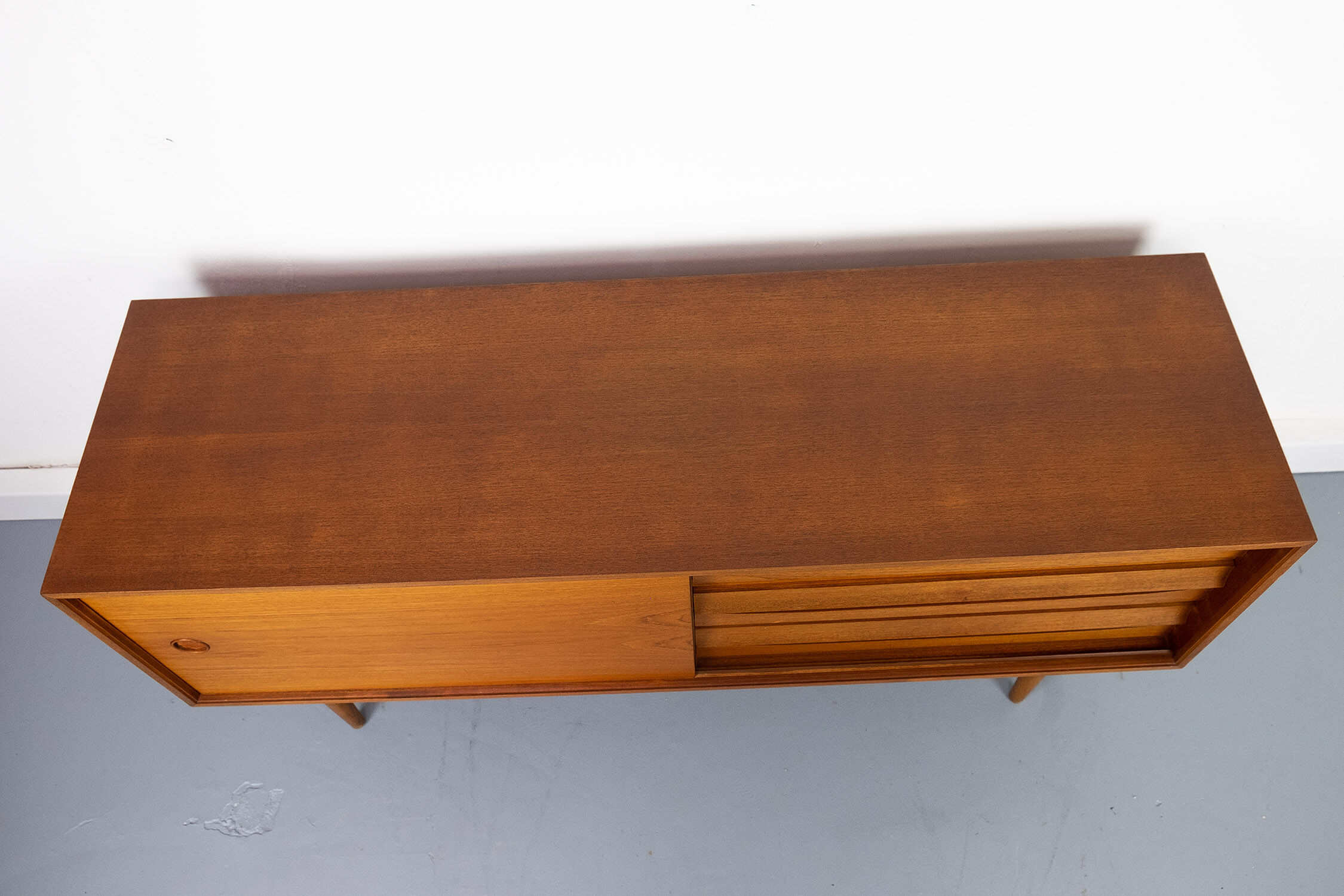Vintage Sideboard in Teak with sliding door and drawers, 1960s