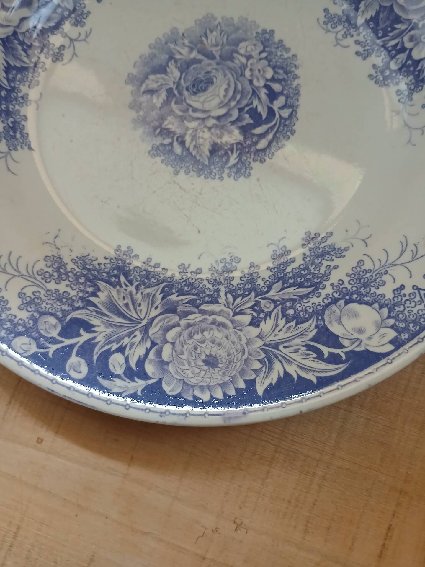 3 antique flat plates in ironstone
