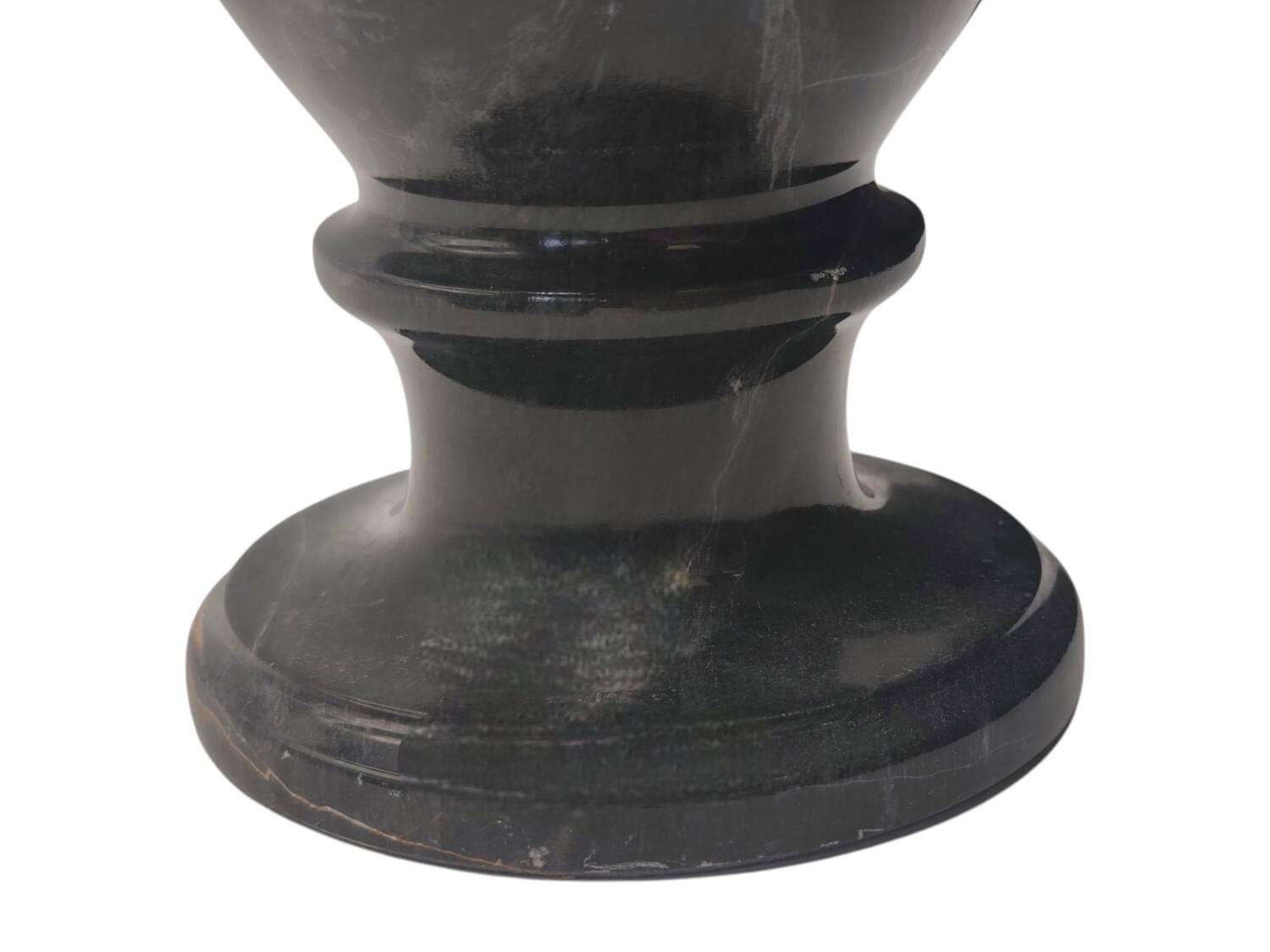 Vintage 1970s Italian Black Marble Vase – Natural Ochre Veining Accent