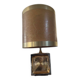 Lampe dorée ceramique des années 70