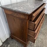 Louis-Philippe commode in walnut burl, Saint-Anne marble, mid-19th century.