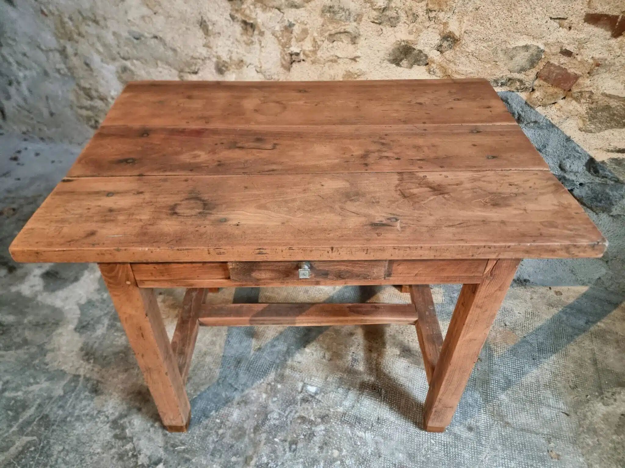 French antique writing desk / work table in cherry wood, 19th century