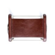 Contemporary Classic Bar Stool in Aged Silver Metal and Dark Brown Leather
