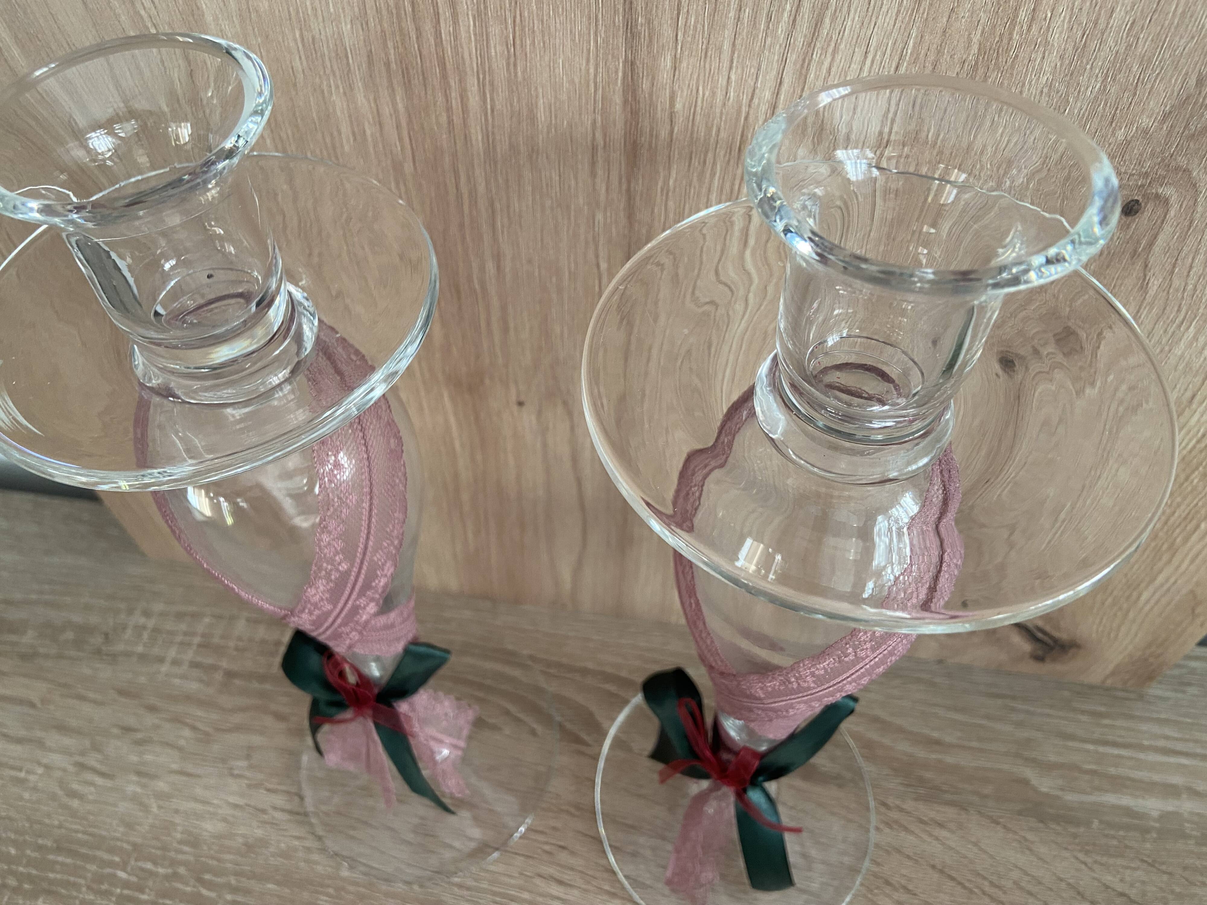 Pair of Candlesticks Candle Holders Design Blown Glass Decorative