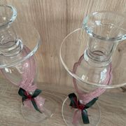 Pair of Candlesticks Candle Holders Design Blown Glass Decorative