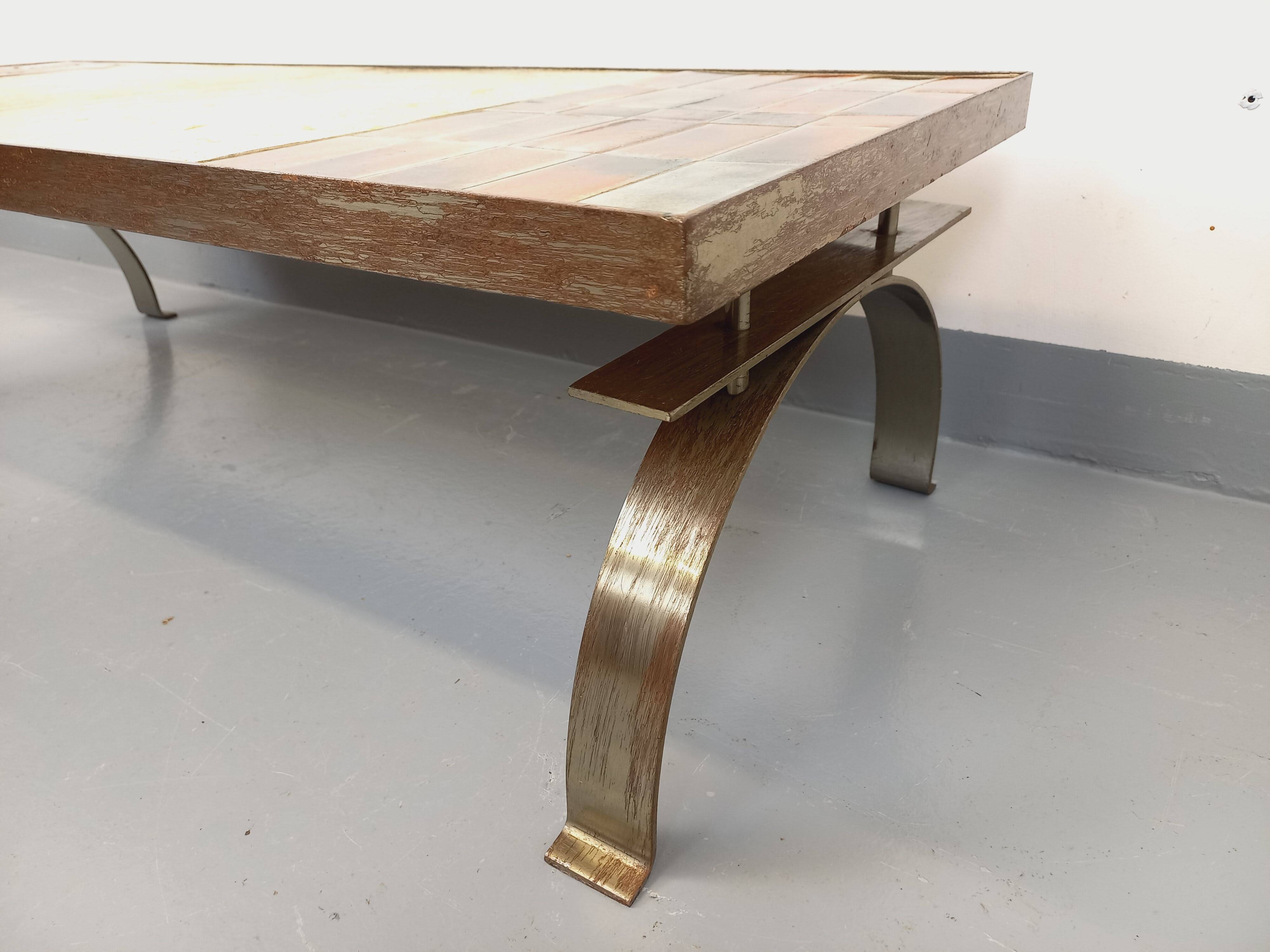 Vintage ceramic coffee table by Jean Gregorieff for Roche Bobois