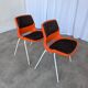Vintage Overman Meblo Chairs: Orange & Brown Fabric, Stackable - Set of 2
