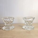 Pair of glass candle holders