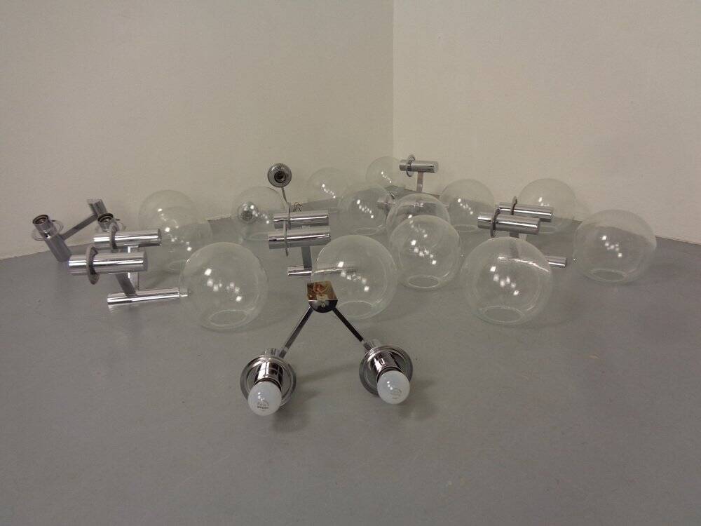 Chromed Glass Wall Lamp from OTT International, 1960s