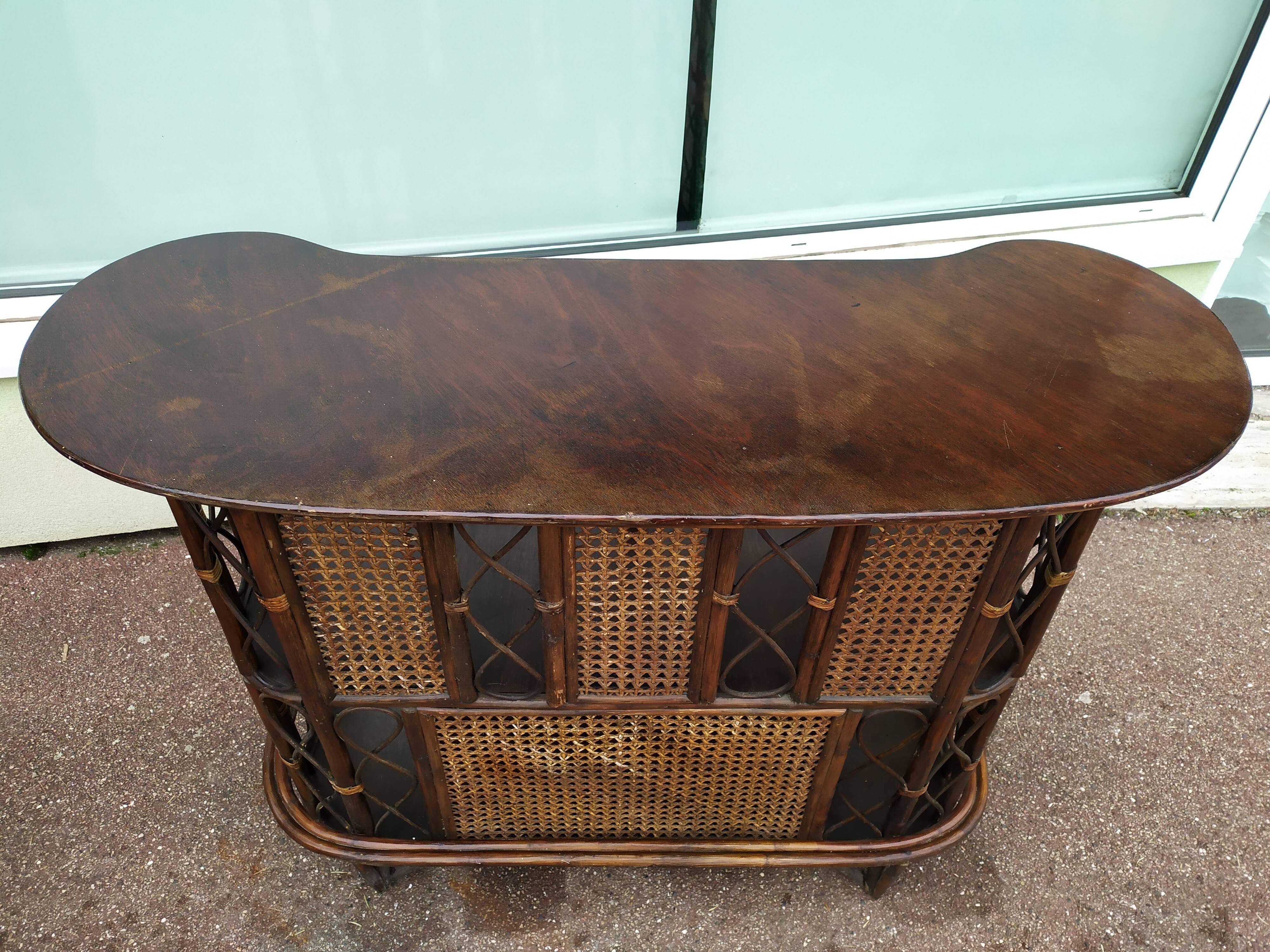 Set Bar + 2 rattan stool bamboo cannage