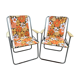 Pair of folding metal lerolin chairs in 70's fabric