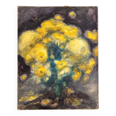 Peinture ancienne signée Renoncules jaunes