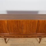 Buffet haut en teck de style moderne du milieu du siècle, fabriqué par Farso Mobelfabrik, Danemark.
