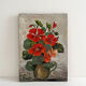 Peinture huile sur toile capucines fleurs vintage