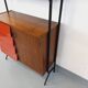 Vintage Italian modular bookcase in teak, metal and melamine