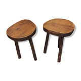 Lot of 2 vintage elm stools