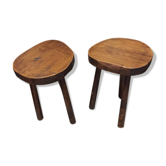 Lot of 2 vintage elm stools