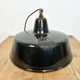 Black enamel industrial pendant lamp, 1950s