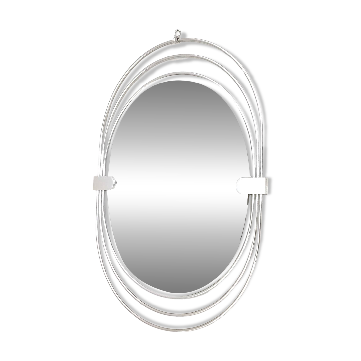 Smoked Wall Mirror with a Triple Chrome-Plated Metal Frame, Italy