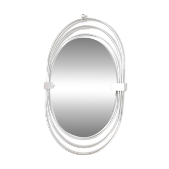 Smoked Wall Mirror with a Triple Chrome-Plated Metal Frame, Italy