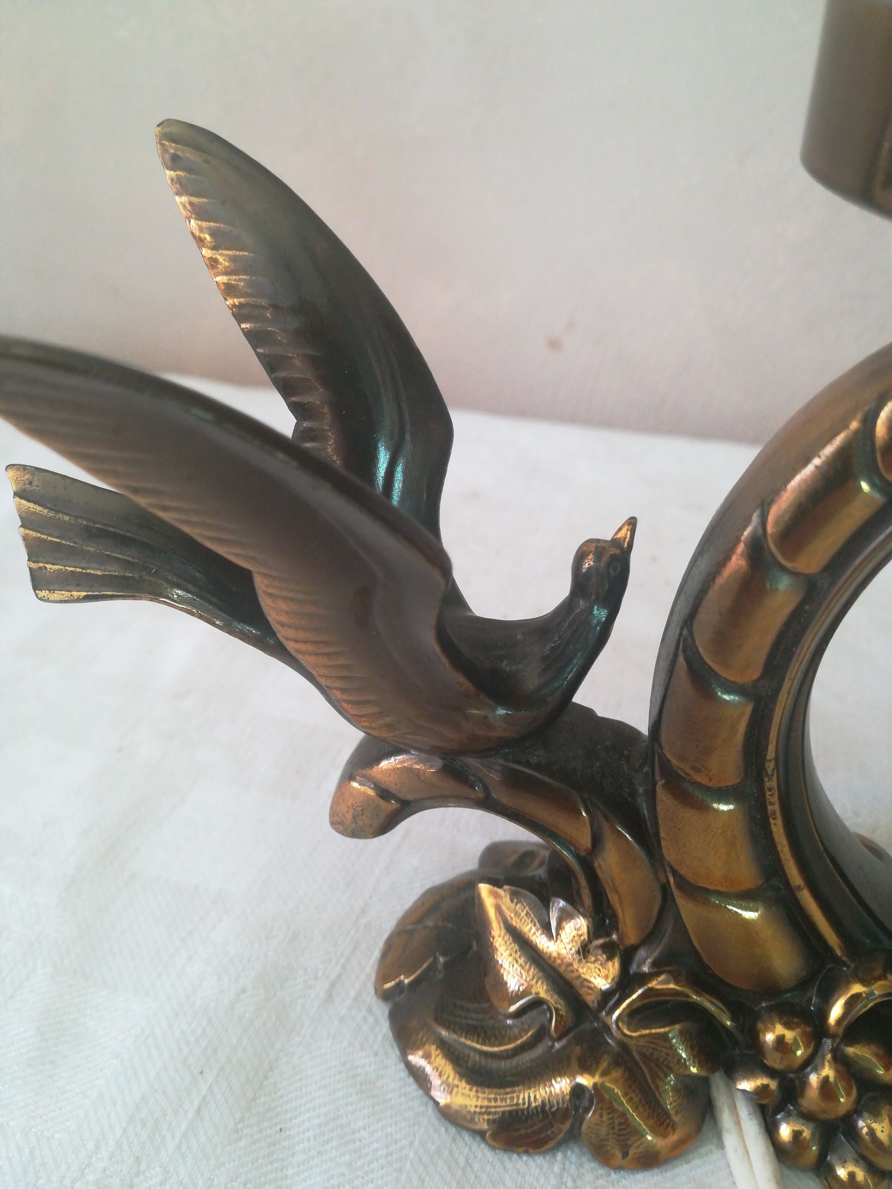 Lampe art déco avec oiseaux