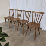 Ensemble de 4 chaises de salle à manger Windsor vintage : en bois des années 50 / STOL Kamnik