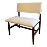 Scandinavian fabric and teak bench