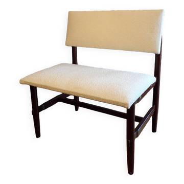 Banquette scandinave tissu et teck