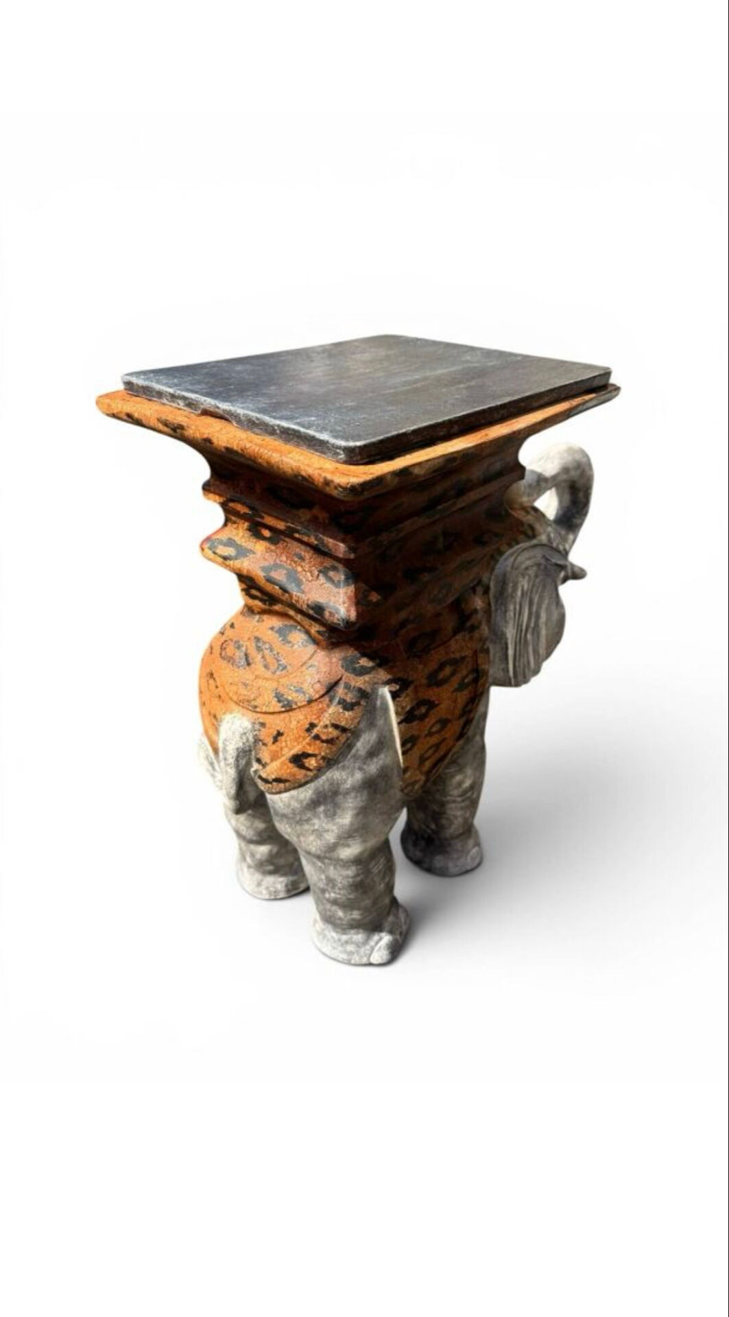Elephant side table – leopard pattern – Jansen style 1970