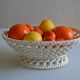 Woven ceramic oval fruit bowl or dish