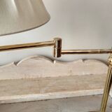 Large golden brass lamp with a movable arm - adjustable desk lamp
