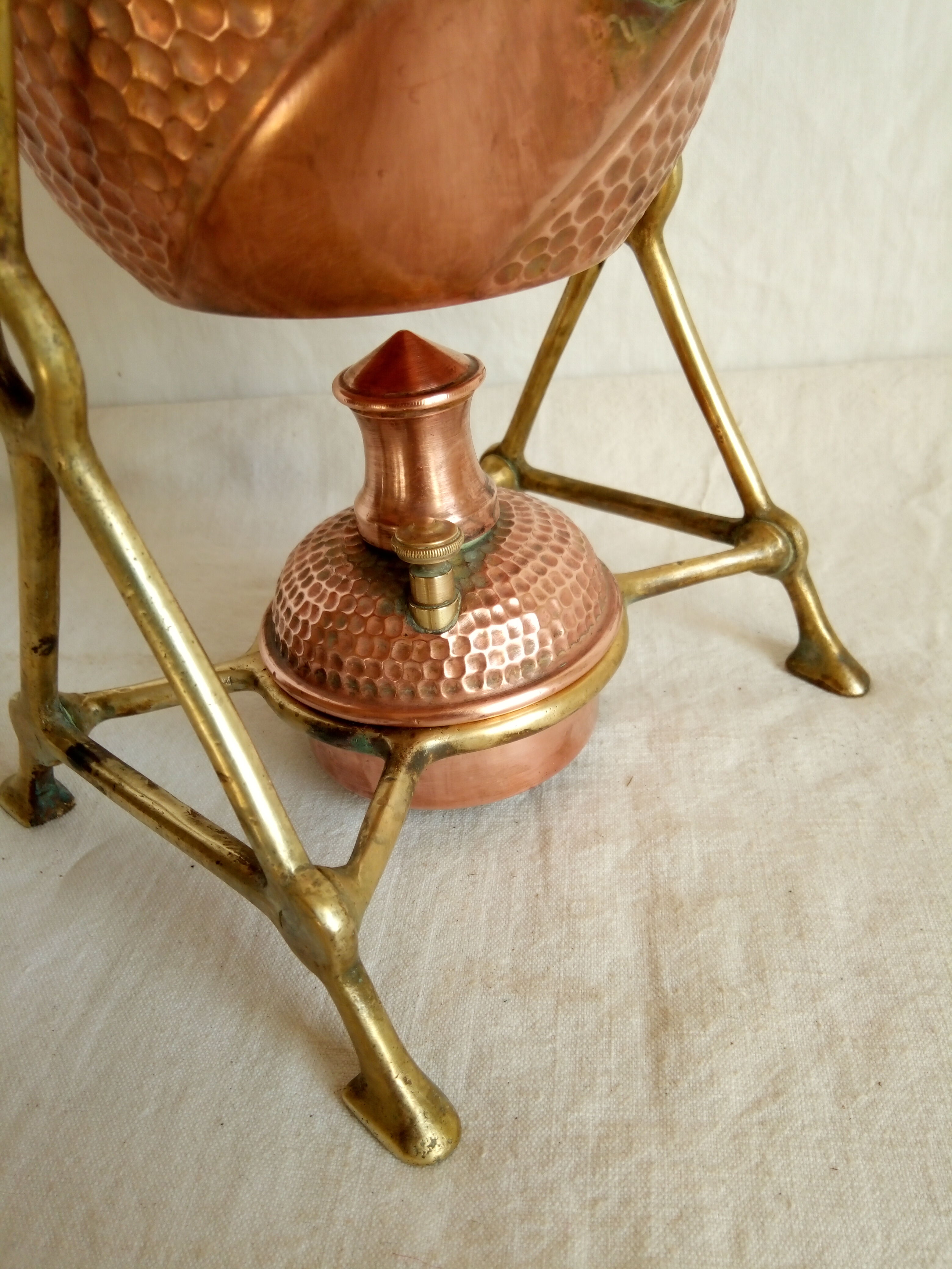 Ancient copper and brass travel teapot 20th