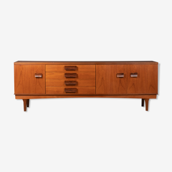 Retro teak 1960s long teak & rosewood sideboard by bcm bath cabinet makers