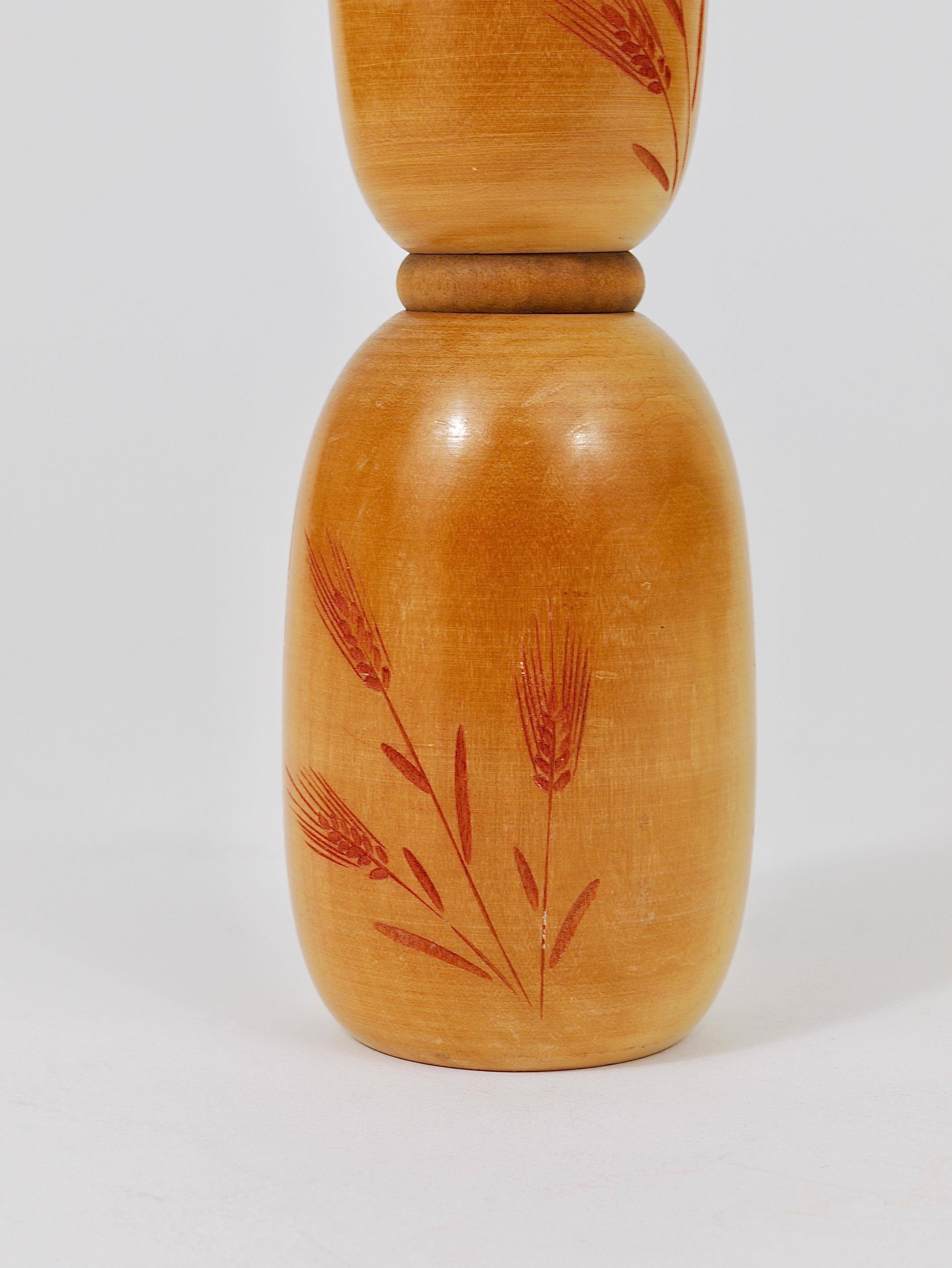 Decorative Kokeshi doll sculpture by Sadao Kishi from Japan, hand-painted.