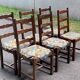 6 solid wood chairs in dark oak and floral fabric