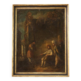 Religious painting The parable of the unfaithful farmer from the 17th century