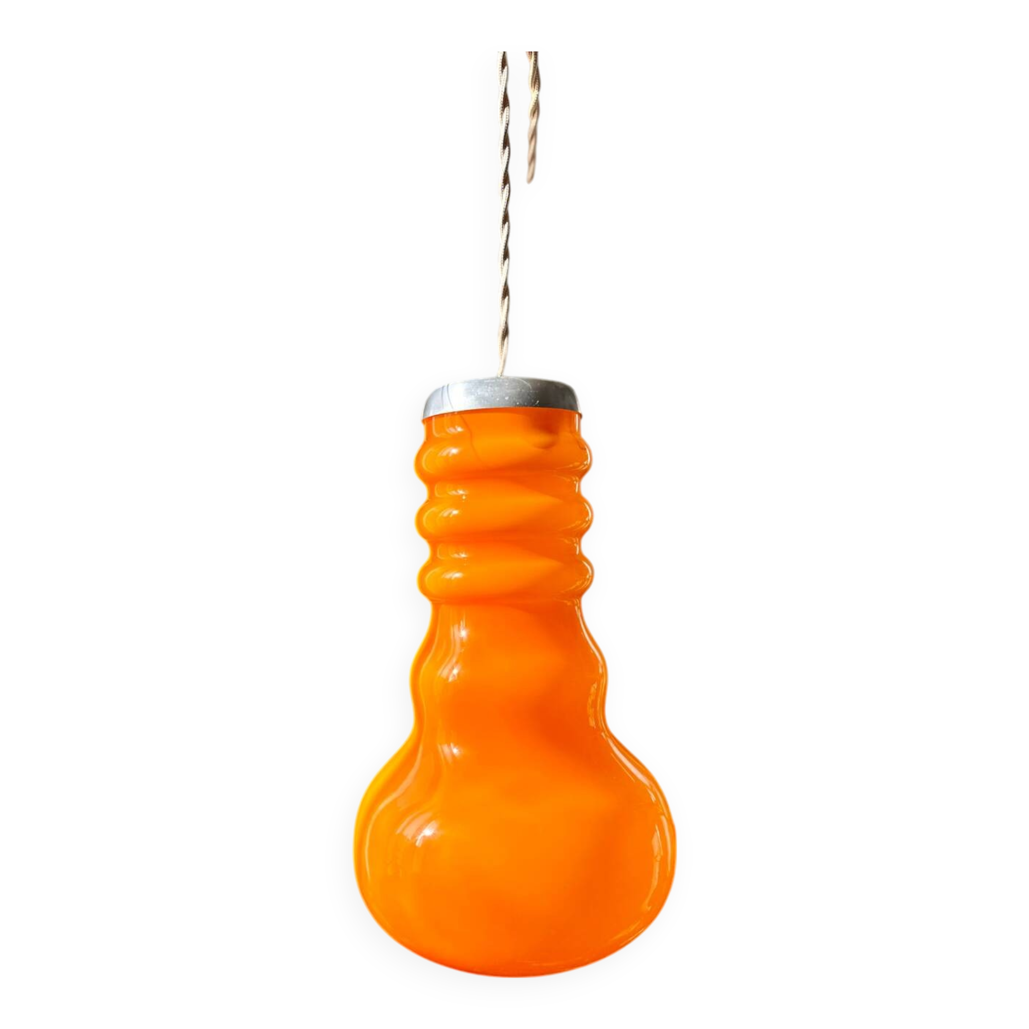 Vintage seventies orange opaline pendant light