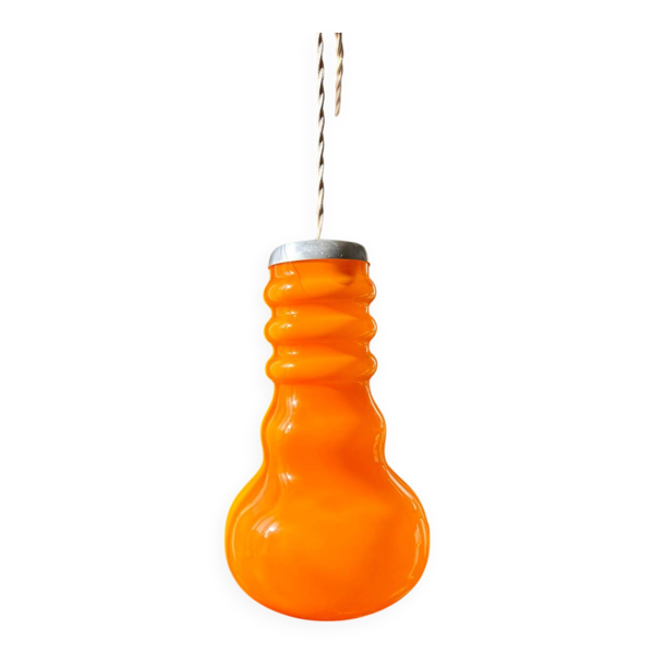 Suspension opaline orange seventies vintage