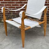 Vintage safari chair 1960s Denmark with canvas minimalist design