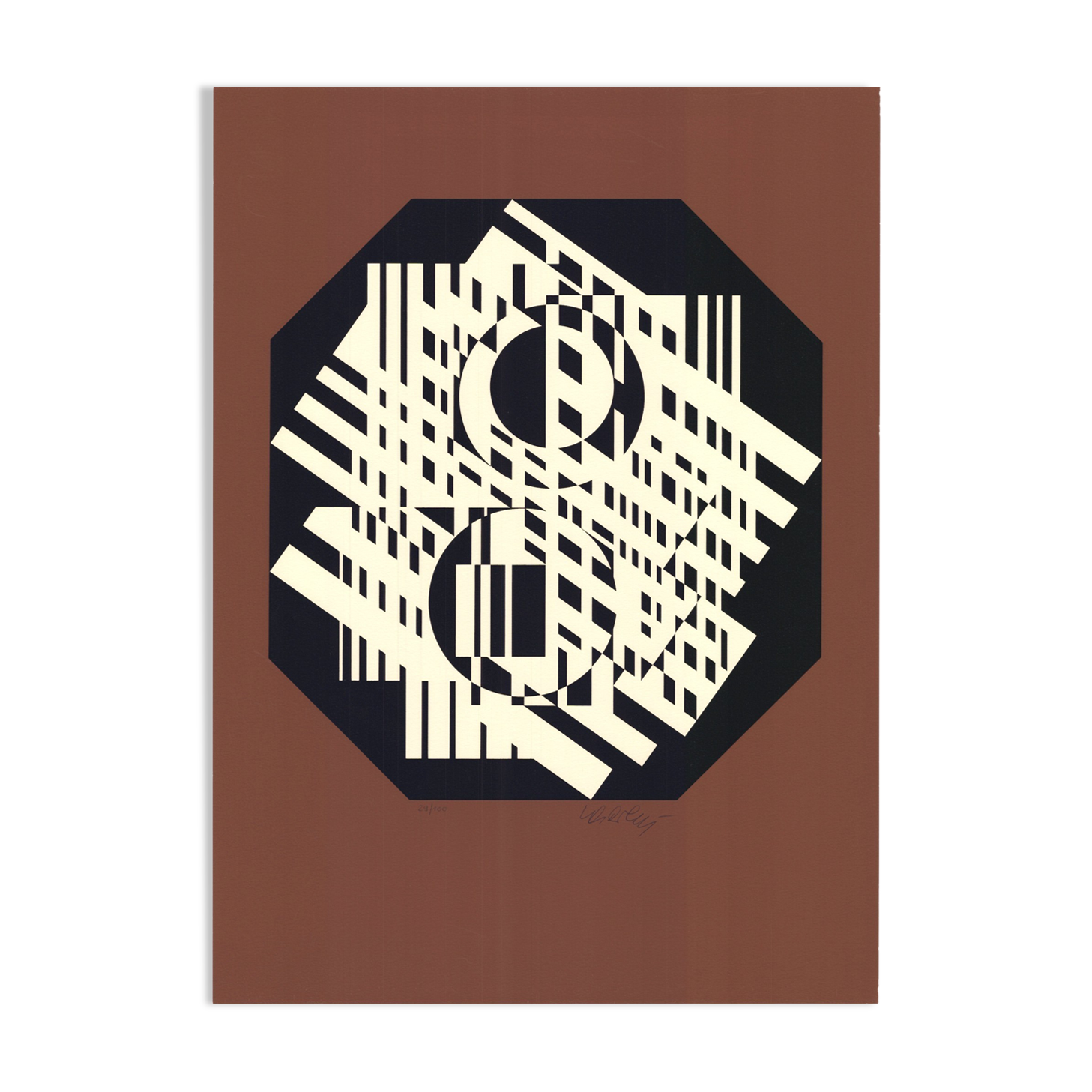 Victor vasarely, g-linn, 1951. original silkscreen print signed and numbered