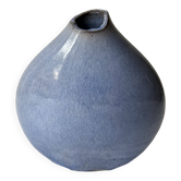 Free-form blue glazed ceramic vase - Height 17cm
