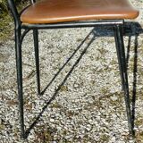 Pair of metal and imitation leather chairs 1950