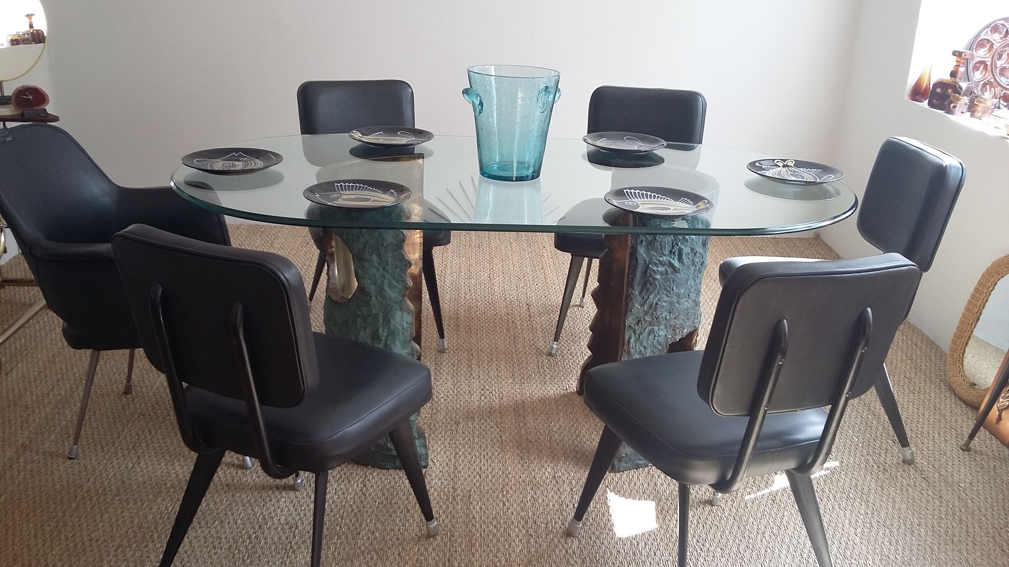 Set of 5 black industrial chairs - 1960s