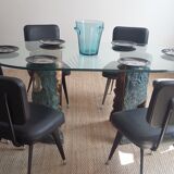 Set of 5 black industrial chairs - 1960s