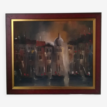 Tableau -huile sur toile - Venise signé Linsky