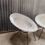 Paire de chaises pod - Fauteuil en osier rotin année 60's