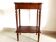 Vintage 1920s wooden dressing table with mirror and storage.