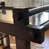 Constructivist wood and glass rolling table